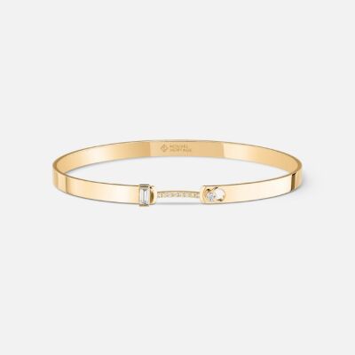 Bracelet Bangle Nouvel Héritage Mood Dinner Date en or jaune et diamants, taille 16cm