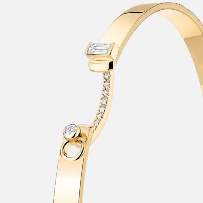 Bracelet Bangle Nouvel Héritage Mood Dinner Date en or jaune et diamants, taille 16cm