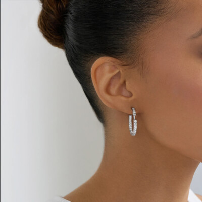 Boucles d'oreilles Nouvel Héritage Mood Eternity Tuxedo en or blanc et diamants