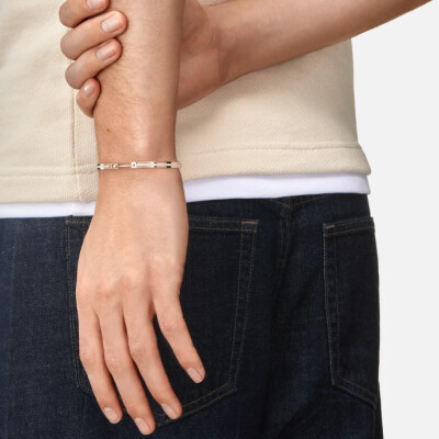 Bracelet Bangle Nouvel Héritage Mood Tuxedo en or rose et diamants, taille 17cm