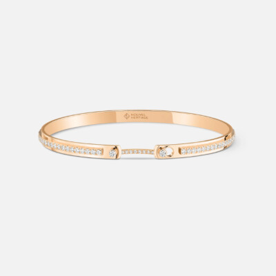 Bracelet Bangle Nouvel Héritage Mood Tuxedo en or rose et diamants, taille 17cm