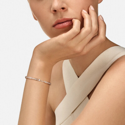 Bracelet Bangle Nouvel Héritage Mood Tuxedo en or rose et diamants, taille 17cm