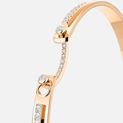 Bracelet Bangle Nouvel Héritage Mood Tuxedo en or rose et diamants, taille 17cm