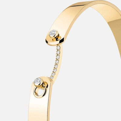 Bracelet Bangle Nouvel Héritage Mood Business GM en or jaune et diamants, taille 16cm