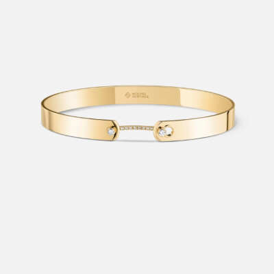 Bracelet Bangle Nouvel Héritage Mood Business GM en or jaune et diamants, taille 16cm