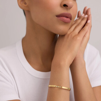 Bracelet Bangle Nouvel Héritage Mood Parisian Stroll en or jaune et diamants, taille 17cm