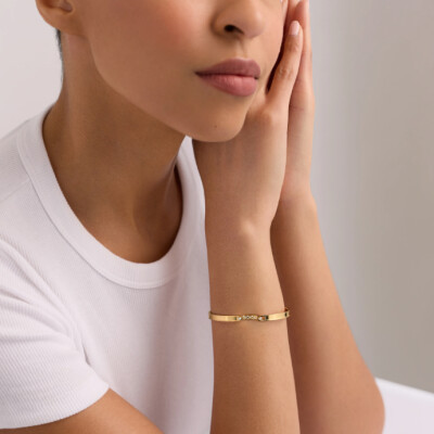 Bracelet Bangle Nouvel Héritage Mood Parisian Stroll en or jaune et diamants, taille 17cm