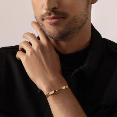 Bracelet Bangle Nouvel Héritage Mood Monday GM en or jaune et diamants, taille 17cm