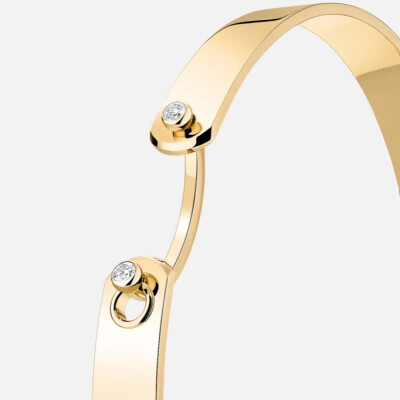Bracelet Bangle Nouvel Héritage Mood Monday GM en or jaune et diamants, taille 17cm