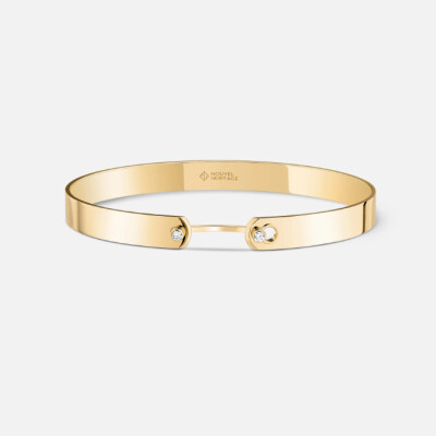 Bracelet Bangle Nouvel Héritage Mood Monday GM en or jaune et diamants, taille 17cm