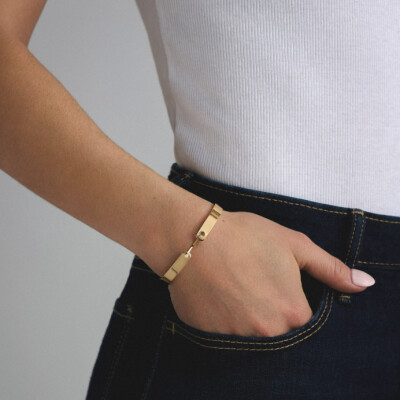Bracelet Bangle Nouvel Héritage Mood Monday GM en or jaune et diamants, taille 17cm