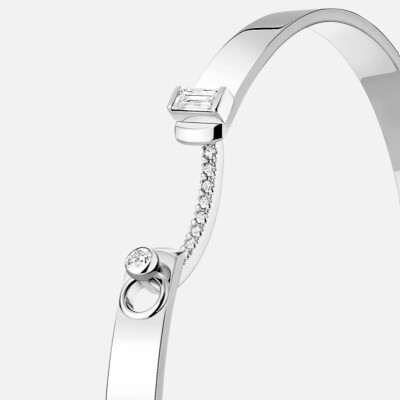 Bracelet Bangle Nouvel Héritage Mood Dinner Date en or blanc et diamants, taille 16cm