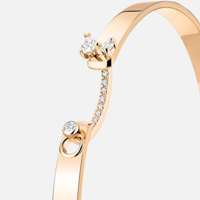 Bracelet Bangle Nouvel Héritage Mood Cocktail Time en or rose et diamants, taille 16cm