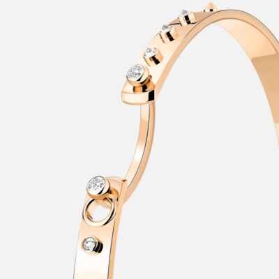 Bracelet Bangle Nouvel Héritage Mood Brunch in NY en or rose et diamants, taille 16cm