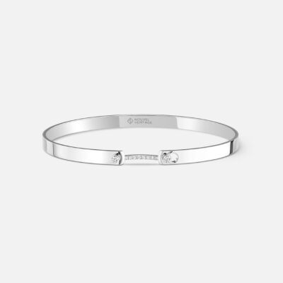 Bracelet Bangle Nouvel Héritage Mood Business Meeting en or blanc et diamants, taille 16cm