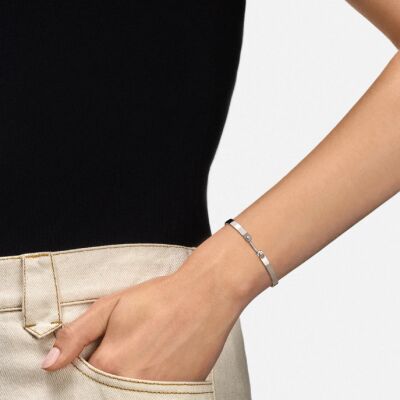 Bracelet Bangle Nouvel Héritage Mood Business Meeting en or blanc et diamants, taille 16cm