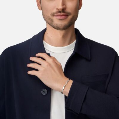 Bracelet Bangle Nouvel Héritage Mood Business Meeting en or blanc et diamants, taille 16cm