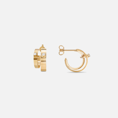 Boucles d'oreilles Nouvel Héritage Mood Monday Double en or jaune et diamants