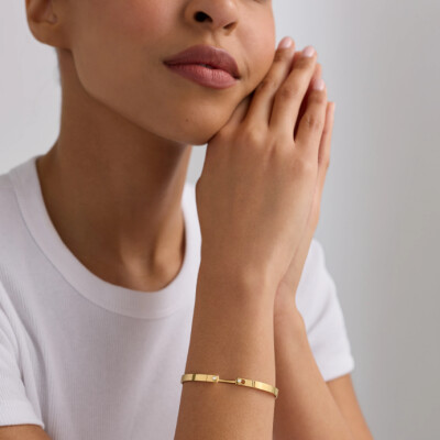 Bracelet Bangle Nouvel Héritage Mood Monday Morning en or jaune et diamants, taille 15cm