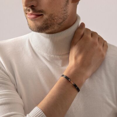 Bracelet Bangle Nouvel Héritage Mood Mid Manhattan GM en or rose et diamants, taille 18cm