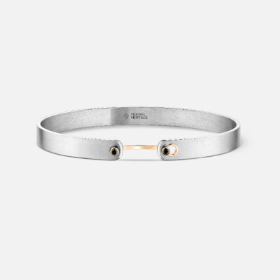 Bracelet Bangle Nouvel Héritage Mood B. Paris Sky GM en or rose et diamants noirs, taille 18cm
