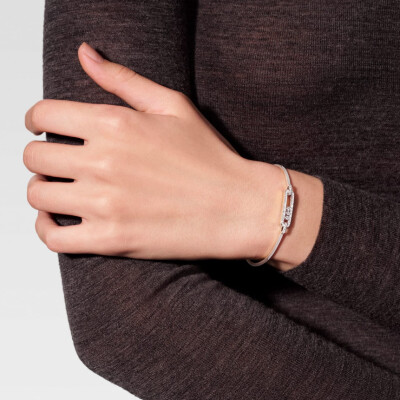 Bracelet jonc Messika Move Classique en or blanc et diamant, petit modèle