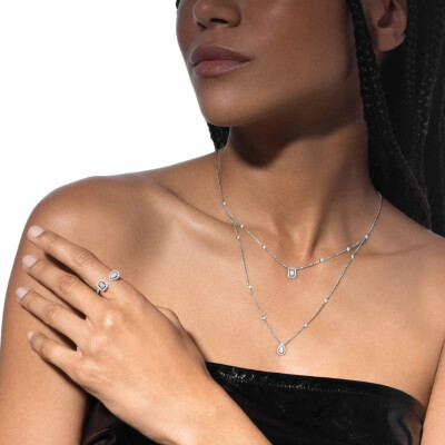 Collier Messika My Twin 2 rangs en or blanc et diamants 2x0.20ct