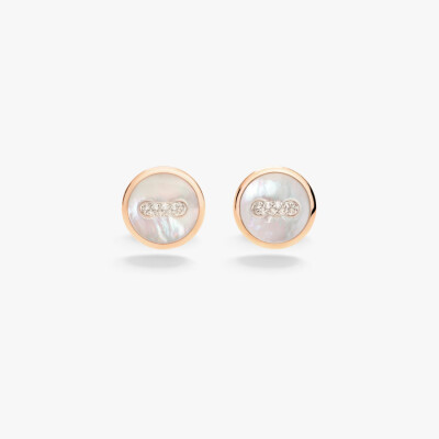 Boucles d'oreilles Pomellato Pom Pom Dot en or rose, nacre blanche et diamants