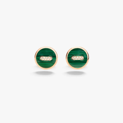 Boucles d'oreilles Pomellato Pom Pom Dot en or rose, malachite et diamants