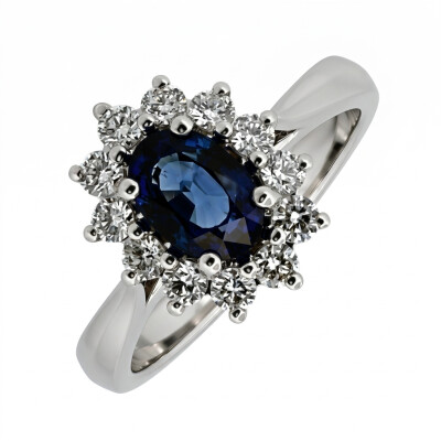 Solitaire Marguerite Saphir et Diamants
