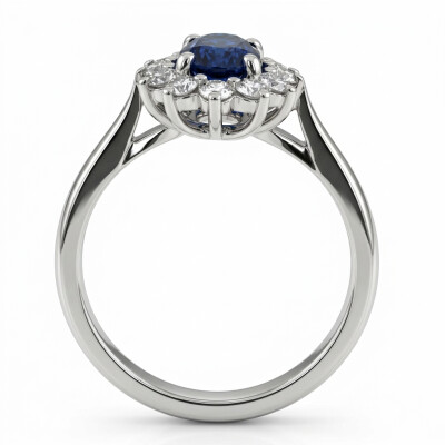 Solitaire Marguerite Saphir et Diamants