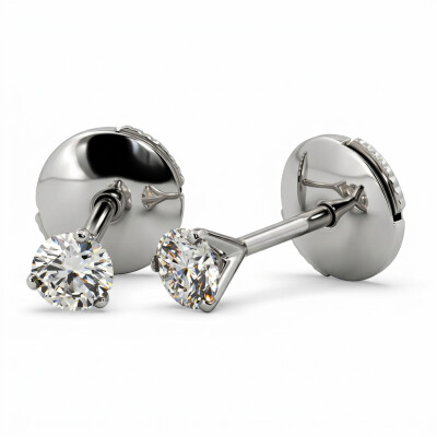 Puces d'oreilles Or Blanc et Diamants 0.40 Carat