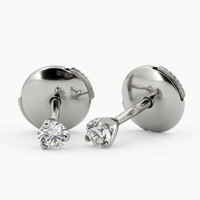 Puces d'oreilles Or Blanc et Diamants 0.20 Carat