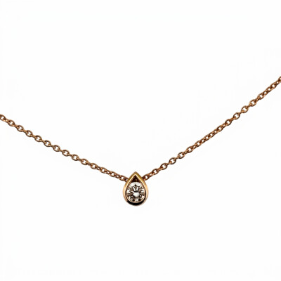 Collier Or Jaune pendentif Poire Diamant 0.10 carat
