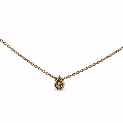 Collier Or Jaune pendentif Poire Diamant 0.10 carat