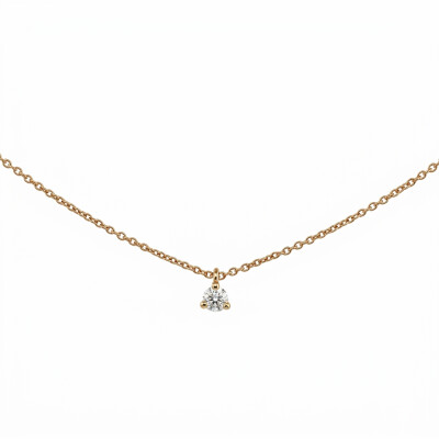 Collier Or Jaune solitaire Diamant 0.10 carat