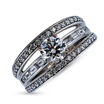 Bague or blanc Diamant 0.75 carat DVS1 accompagné de 0.64 carats de diamants