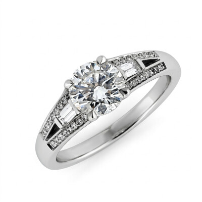 Bague or blanc Diamant 0.93 carat IVVS2