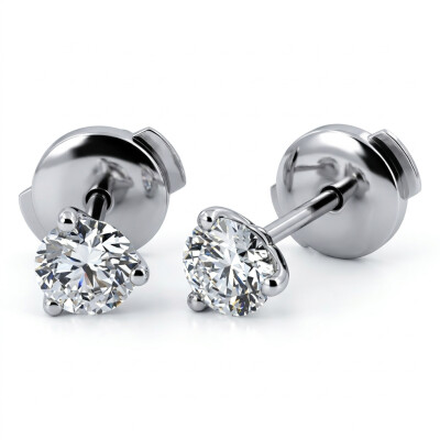 Puces d'oreilles Or Blanc et Diamants 0.60 Carat GVS2