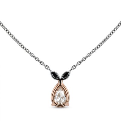 Collier or blanc Diamant Champagne taille Poire 1.11 carat Q-R VS1