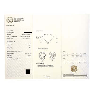 Collier or blanc Diamant Champagne taille Poire 1.11 carat Q-R VS1