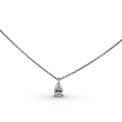 Collier Or Blanc Diamant Taille Poire 0.52 carat EVS1