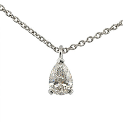 Collier Or Blanc Diamant Taille Poire 0.52 carat EVS1