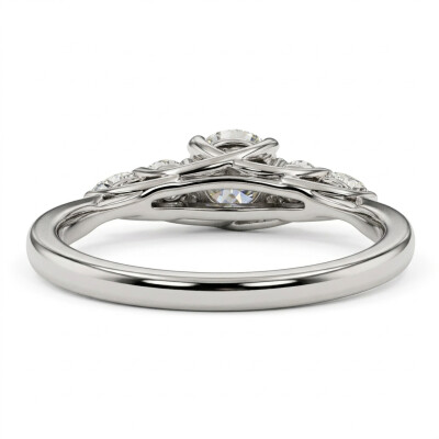 Bague Or Blanc Diamant 0.50 Carat EVS2 accompagné de 0.25 carat de Diamants