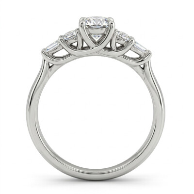 Bague Or Blanc Diamant 0.50 Carat EVS2 accompagné de 0.25 carat de Diamants