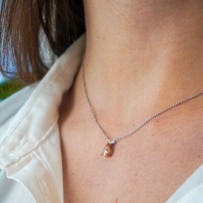 Collier or blanc Diamant Champagne taille Poire 1.11 carat Q-R VS1