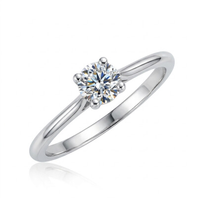 Solitaire Or Blanc 4 Griffes et Diamant 0.40 Carat FVS2