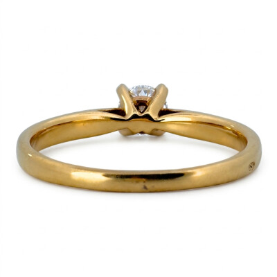 Solitaire Or Jaune 4 Griffes et Diamant 0.30 Carat GVS2