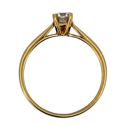 Solitaire Or Jaune 4 Griffes et Diamant 0.30 Carat GVS2