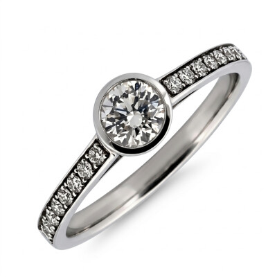 Solitaire Or Blanc et Diamant 0.46 carat GVS2